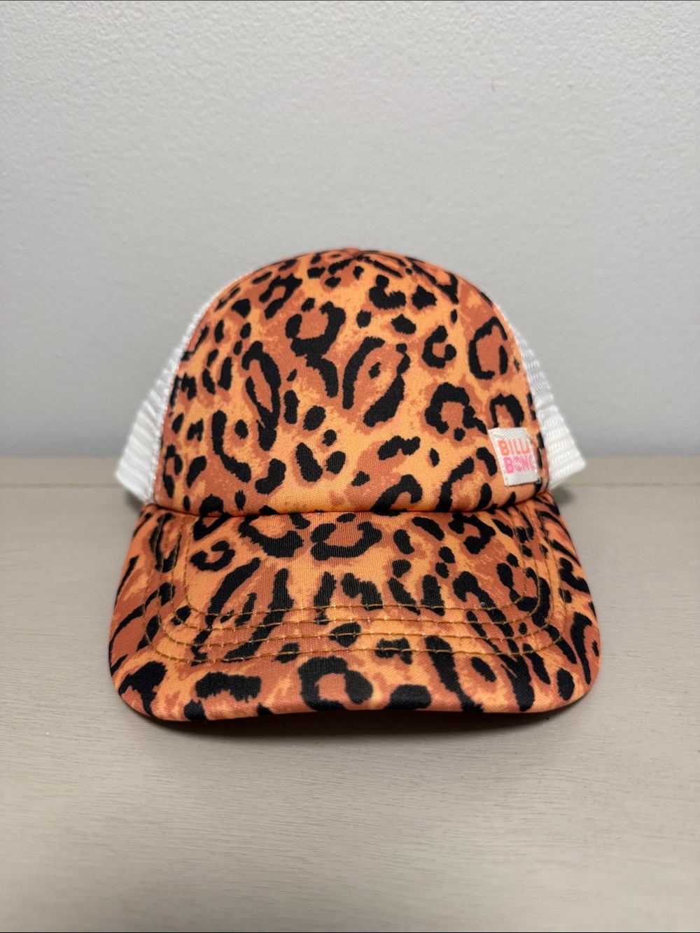 Billabong Leopard Print Trucker Hat White Mesh Snapback Cap Animal Print Y2K